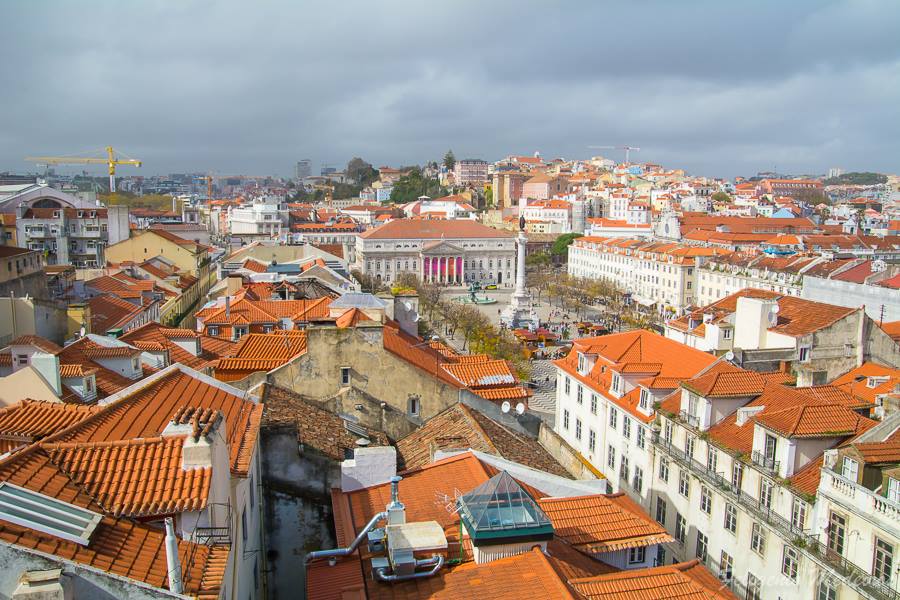 Lisbon view with National Theater D. Maria II